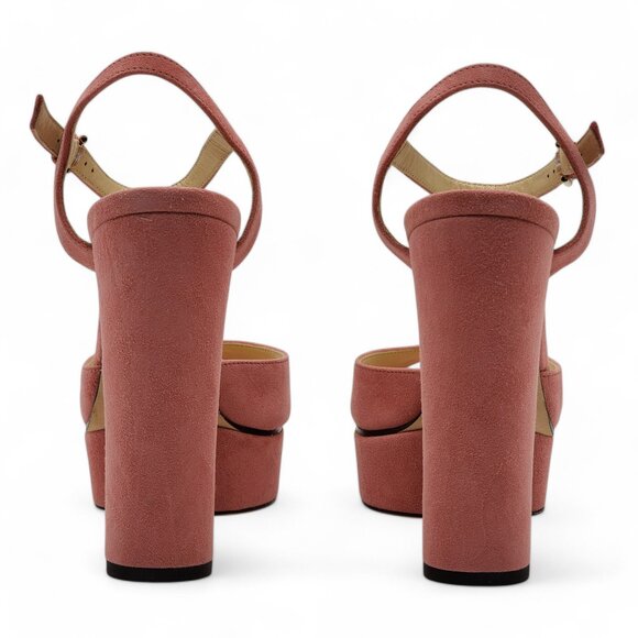 Jimmy Choo Peachy Platform Sandals 125mm - Suede - Pink 37 6.5 $850 - Picture 4 of 9